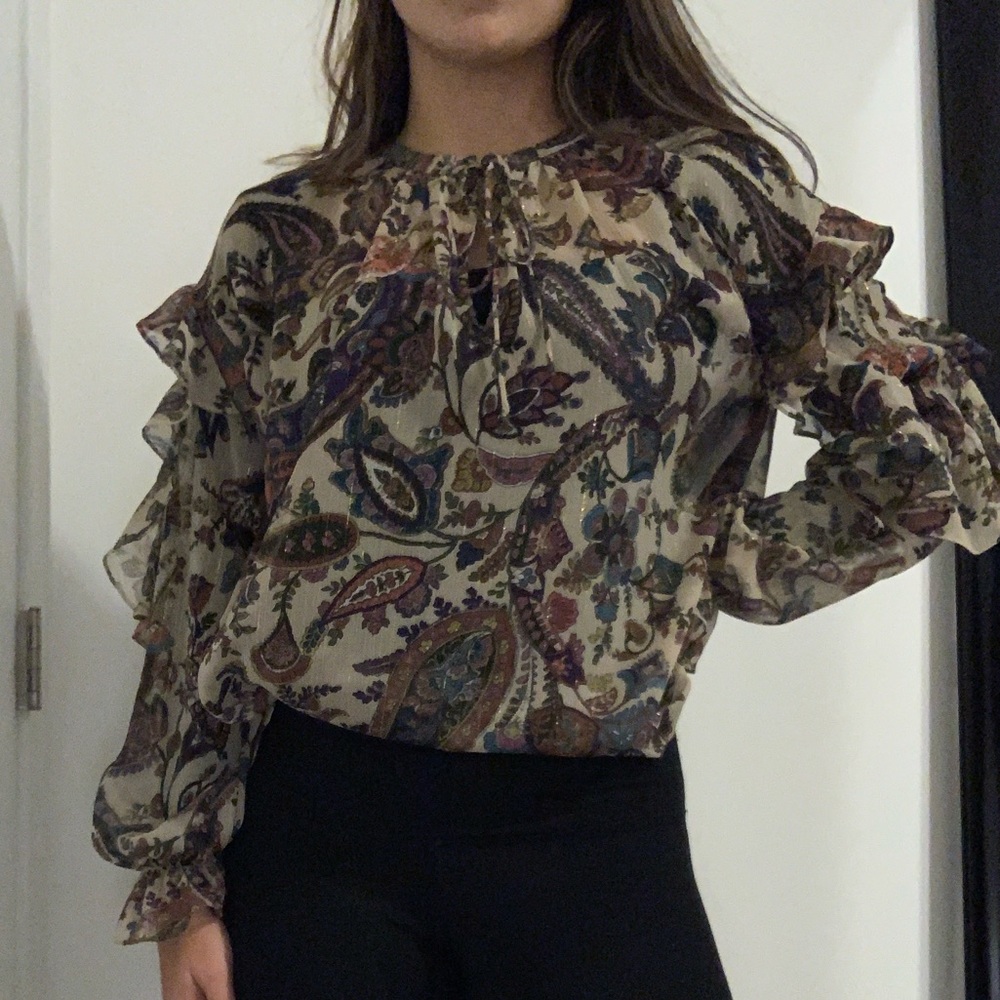 Zara TRF sheer blouse XS